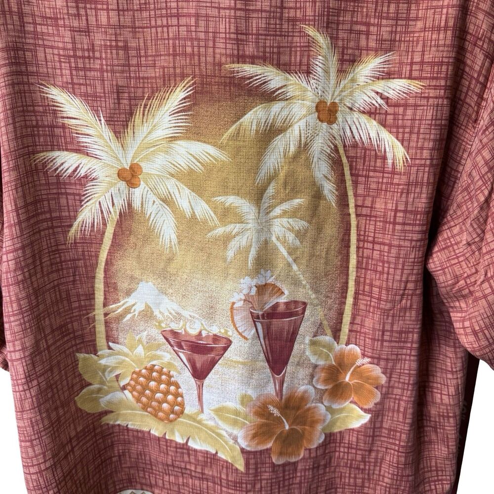 Men's Tommy Bahama Silk Orange & Red Palm Tree Cocktail Shirt Medium - Picture 4 of 11